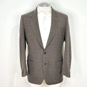 Lubiam Vintage Brown & Black Geometric 100% Wool Flannel Slim Sport Coat 40 S - Picture 1 of 10