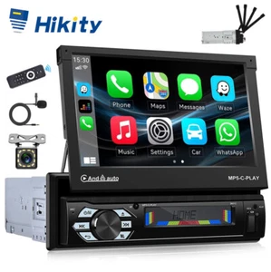 Radio Coche 1 Din con 7" Motorizado Pantalla Táctil Extensible Carplay Bluetooth FM - Imagen 1 de 9
