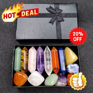 14X Reiki Healing Crystals Kit w/ Gift Box Natural Crystal Point Quartz new - Picture 1 of 8