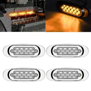 4X Marker Lights 6.5" LED Truck Trailer Oval Clearance Side Light Amber US - Picture 1 of 10