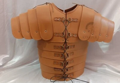 Chaqueta LARP de cuero medieval larga vikinga armadura corporal cuero coraza Halloween Foto 1 de 2