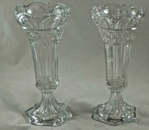 VINTAGE (2) TALL HEAVY GLASS VASES - 9 3/4" - SOLD SEPARTATELY - Picture 1 of 8