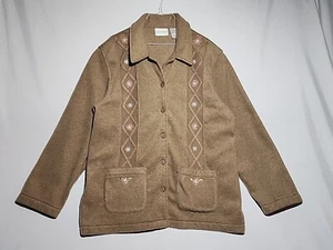 Chaqueta para mujer Alfred Dunner marrón mezcla de lana manga larga con botones talla L - Imagen 1 de 10