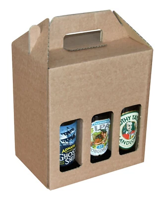 Beer Bottle Carrier Box Christmas Gifts Holds 6 Bottles up to 245mm x 70mm - Image 1 of 3