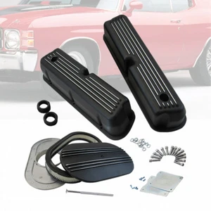 Nostalgic Tall Valve Covers Fit Ford SBF 5.0L 289 62-85 & 15"x 3" Air Cleaner BK - Picture 1 of 11