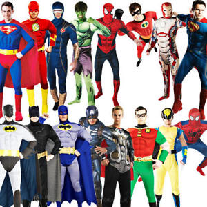 Deluxe Superhero Muscle Mens Fancy Dress DC Marvel Comic Heroes Adult Costumes