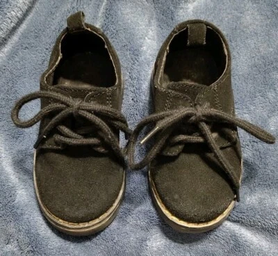 Gymboree Size 4 Black Leather Suede Lace Up Infant Boys Baby Toddlers - Image 1 of 4