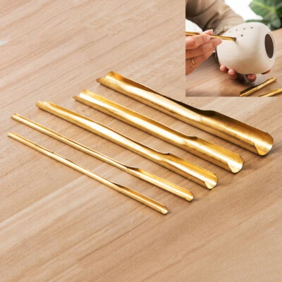 5Pcs Brass Clay Hole Cutter Pottery Ceramic Punch Tools Slotting Sculpting DIY - Image 1 of 4