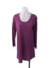 New Eileen Fisher Size Medium Long Sleeves Tunic  Top Purple Scoop Neck Nwt