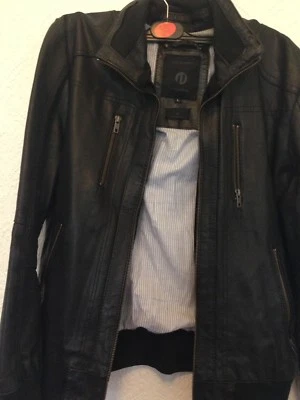 Jack & Jones Men's Black Leather Jacket Size L - Image 1 of 4