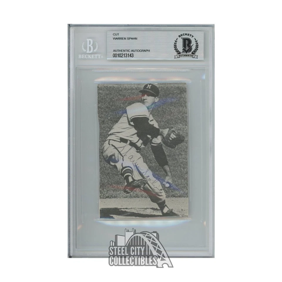 Warren Spahn Autographed Cut Photo - BAS - Image 1 of 1