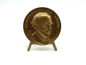 Thomas A Edison Centennial of Light 1979 Bronzemedaille mit Ständer 2 3/4" - Bild 1 von 5