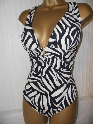 BLACK / CREAM F&F BUCKLE SWIMSUIT SIZE 22 NEW CONTROL SWIMWEAR - Image 1 of 2