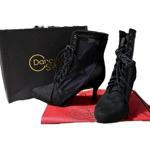 Dance & Sway Women's Ballroom Dance Booties Black Suede Mesh 3" Heel Sz 7-7.5 - Picture 1 of 8
