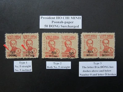 VIET MINH 1949 - President HO CHI MINH 50 DONG SURCHARGED / Poonah-paper – MNH. - Image 1 of 2