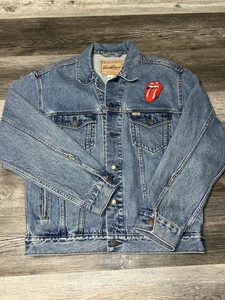 Vintage Y2K Levi Strauss Signature Trucker Denim Jacket Rolling Stones Patch M - Picture 1 of 11