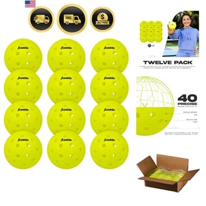 Paquete de 12 bolas Pickleball al aire libre tamaño oficial sin costura duraderas aprobadas por EE. UU. - Imagen 1 de 11