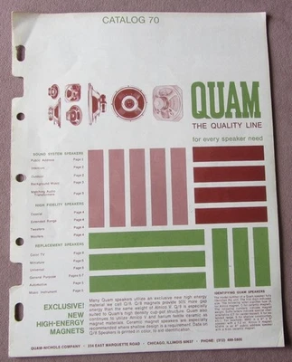 Vintage 1970s QUAM Speaker Catalog Audio TV Sound System Auto High Fidelity + - Image 1 of 4