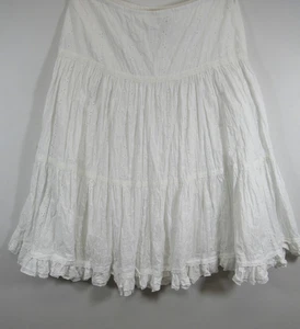 Lauren Ralph Lauren White Embroidered Eyelet Tiered Skirt Petite 8P Prairie - Picture 1 of 7