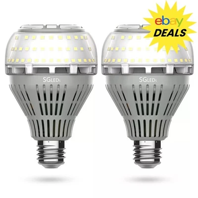 2 pcs LED Light Bulb 250W Equiv. 27W 3500lm 5000K Clear White E26 Energy Saving - Image 1 of 4
