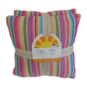2 C & C California Pillows Bright Multicolor Indoor Outdoor, 20x20, New - Picture 1 of 4