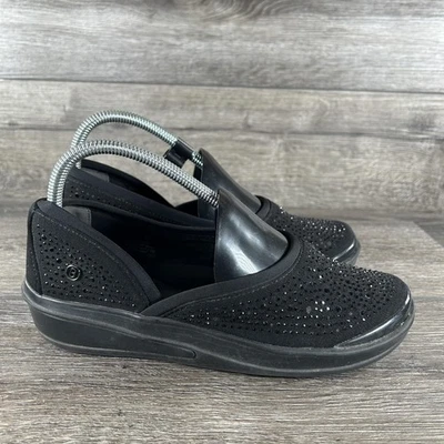 Bzees Moonlight Shoes Womens Size 8 Black Slip On Wedge Comfort Rhinestone Mesh - Image 1 of 4