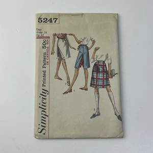 Skort Skirt Vtg 60s Junior Teen Fashion Sewing UNCUT Pattern 5247 Waist 24” H32” - Picture 1 of 2
