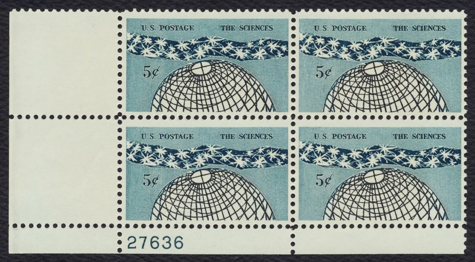 #1237 5c The Sciences, Plate Block [27636 LL] Mint **ANY 5=FREE SHIPPING** - Image 1 of 1