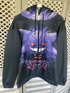 Gengar Ghost Zip Up Hoodie Jacket- XL Youth-Black/Purple - Picture 1 of 11