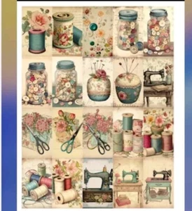 Sewing Junk Journal Tags Scrapbook Usa Seller - Picture 1 of 1