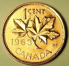 1963 CANADA 1 Cent Copper Penny From Mint Roll UNC