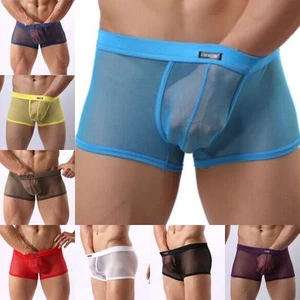 NEW Mens see through Underwear Nylon mesh Pants transparent Boxer underpant - Picture 1 of 19