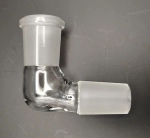 B Quality 18mm 90 Degree Angle Glass Ground Joint Attachment Adapter GonG Elbow - Picture 1 of 3