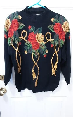 Marisa Christina 女式 UGLY CHRISTMAS 针织衫 尺寸 M LS 套衫 — 第 1/4 张图片