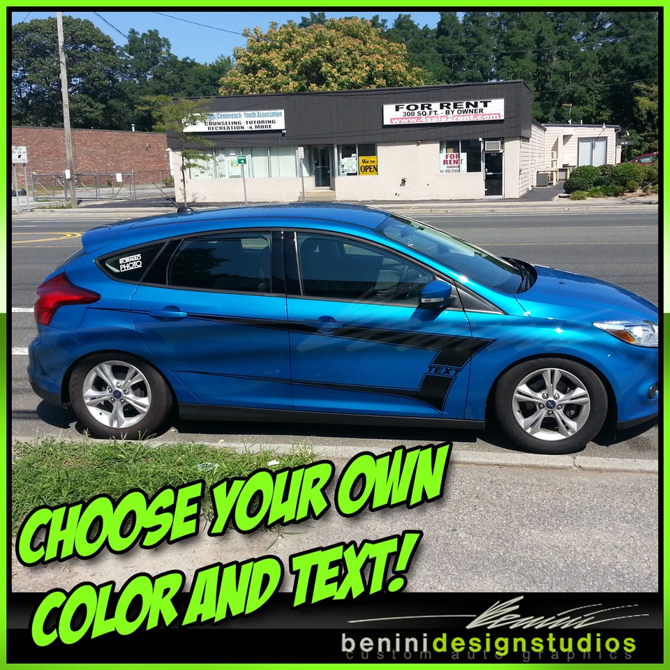 Side Door C Racing Stripes Decals Graphics Fits- 2011-2018 Ford Focus RS ST Base - Изображение 1 из 2