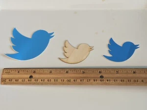Wood (laser cut) Twitter (Larry Bird) Sticker + 2 bonus *** COLLECTOR ITEM *** - Picture 1 of 3