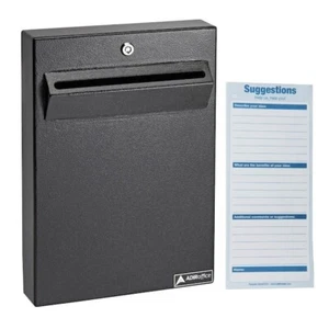 Large Wall Mounted Weatherproof Steel Drop Box Mailbox, Black - Picture 1 of 6