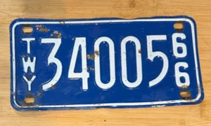 1966  Blue New York TWY Thruway License Plate 34005 - Picture 1 of 2