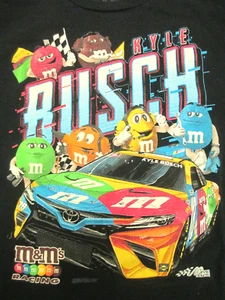 NASCAR Kyle Busch M&M Racing Tee Shirt Youth Large Cotton Black - Picture 1 of 6