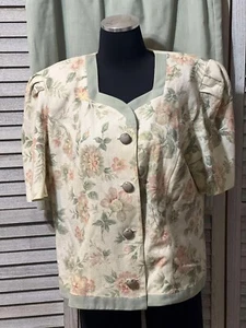 Vintage 2tlg Set Romantisch Blumenmuster Landhaus Kern Viktorianisch Jacke Set Blazer L - Bild 1 von 12