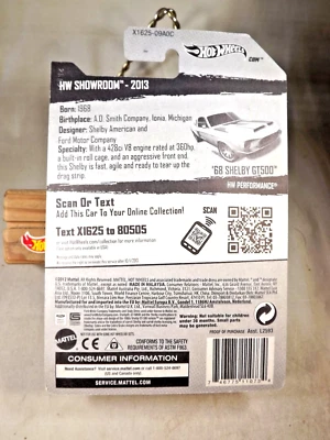 2013 Hot Wheels ERROR #245 HW Showroom-Performance '68 SHELBY GT500 White - Image 1 of 4