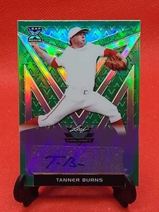 2020 Leaf Valiant Green 65/99 Tanner Burns #BA-TB1 Cleveland Indians Auto Rc - Picture 1 of 5
