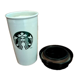Starbucks 2011 12oz Ceramic Tumbler Travel Mug Classic Green Mermaid Logo - Picture 1 of 5