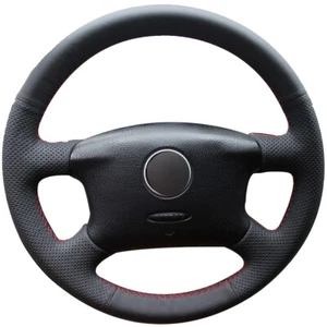 Black Leather Car Steering Wheel Cover for Volkswagen Passat B5 Passat B5 Golf - Picture 1 of 5