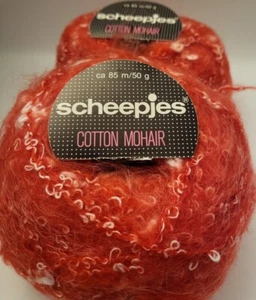 2 SKEINS/BOLAS DE (DISCO) HILO MOHAIR ALGODÓN SCHEEPJIES - COLOR #7911 ROJO/BLANCO - Imagen 1 de 4
