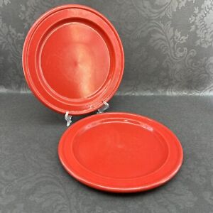 Emile Henry France Dinner Plates Set/2 Red Stoneware 11” 28cm French