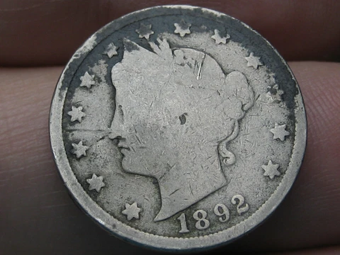 1892 Liberty Head V Nickel 5 Cent Piece- Good/VG Details, Full Date Cover