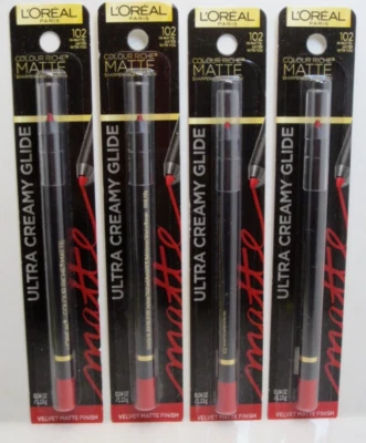 L'OREAL COLOUR RICHE MATTE LIP LINER102 IN-MATTE UATED WITH YOU 0.04 OZ 4 PC LOT - Image 1 of 4