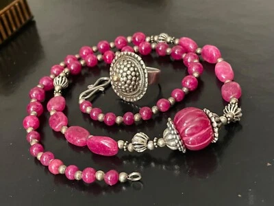 COLLANA RADICE DI RUBINO E ARGENTO 925. Come nuova - Immagine 1 di 4