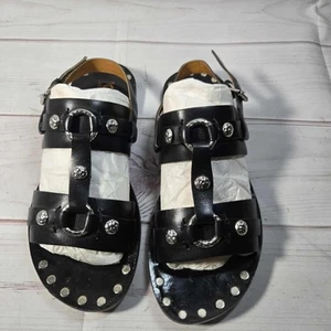 Michael Kors - Sandals Leather Gladiator Studs Strappy Buckle Black - Womens 8.5 - Picture 1 of 11